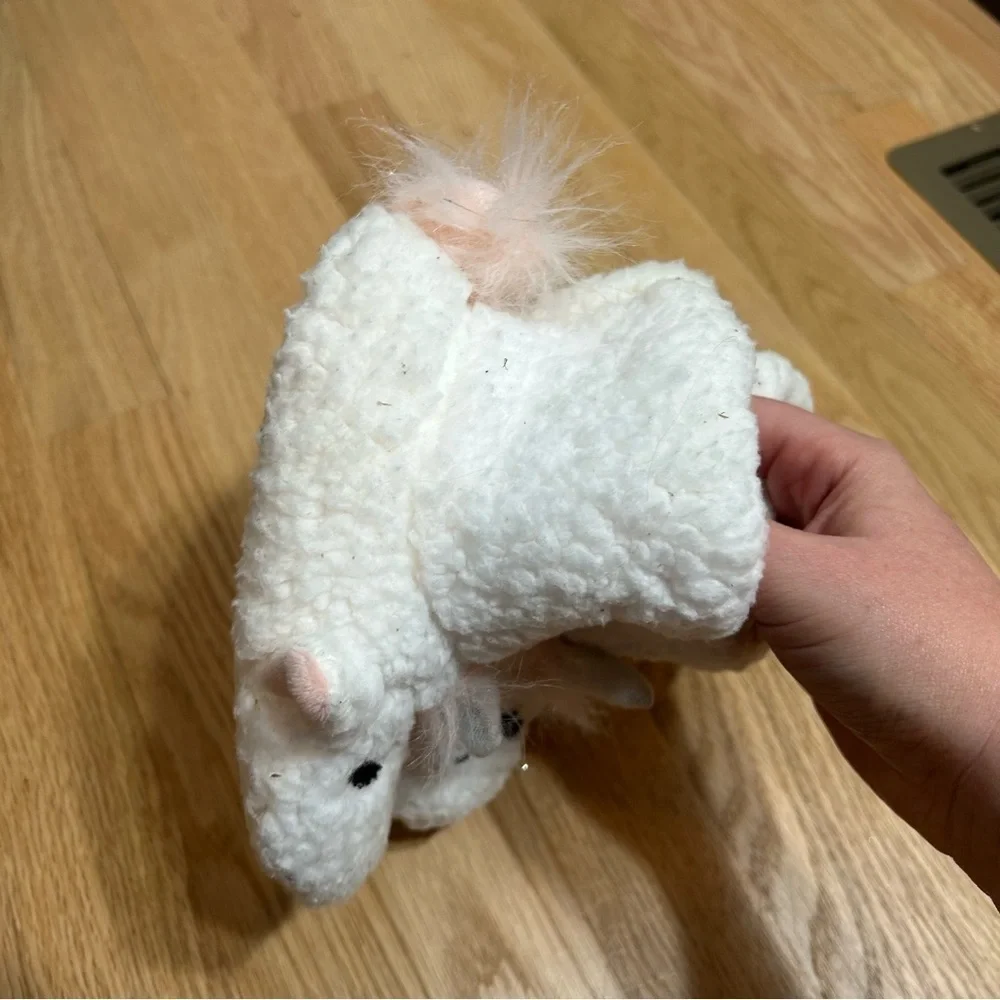 Cat & Jack Plush Unicorn Slippers Kids 2T-3T White Pink  Girls